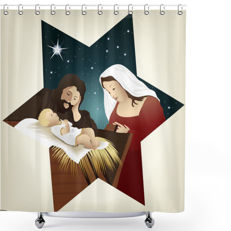 Personality  Christmas Nativity Scene Shower Curtains