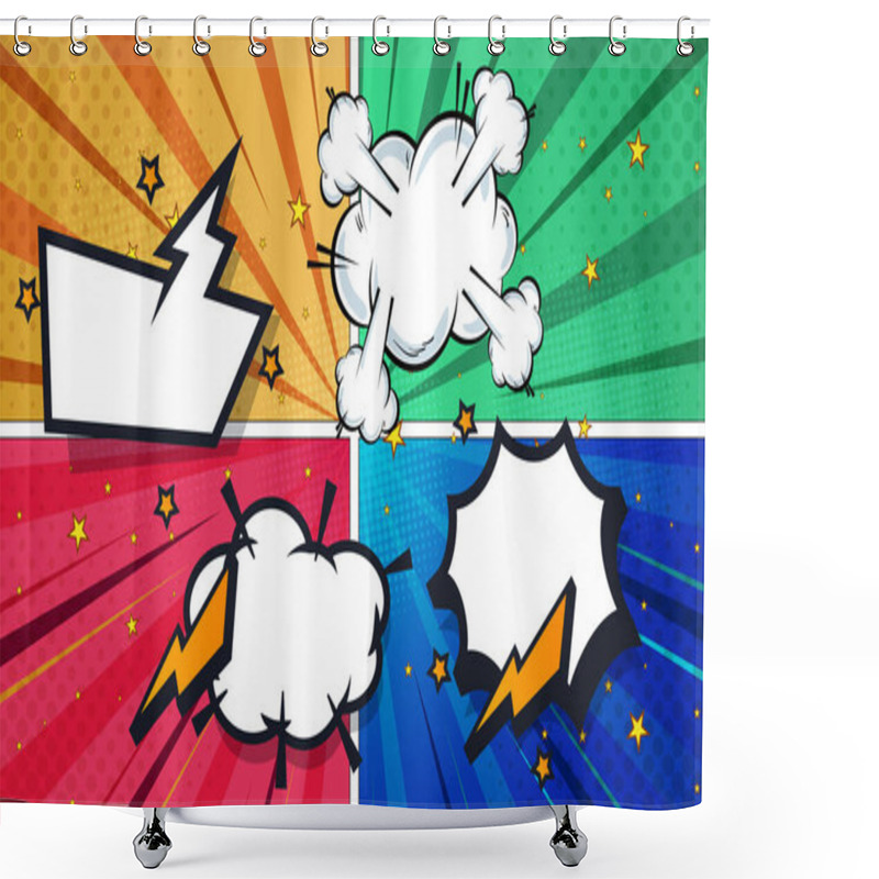 Personality  Comic Book City Background Isolated On CARTOON Background. Vector Illustration In Flat Style Shower Curtains