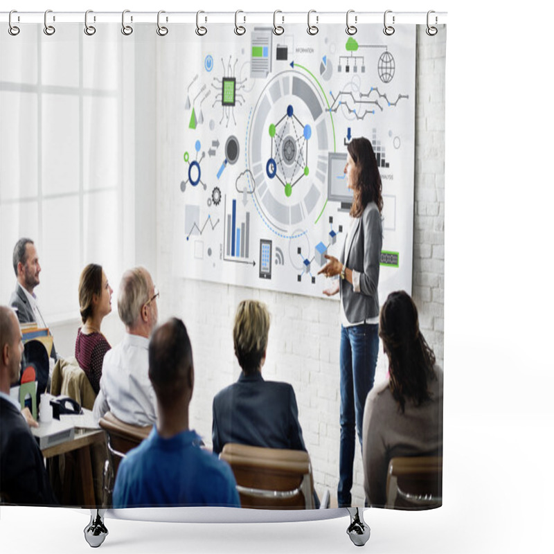 Personality  Businesswoman Tells Presentation To Colleagues Shower Curtains