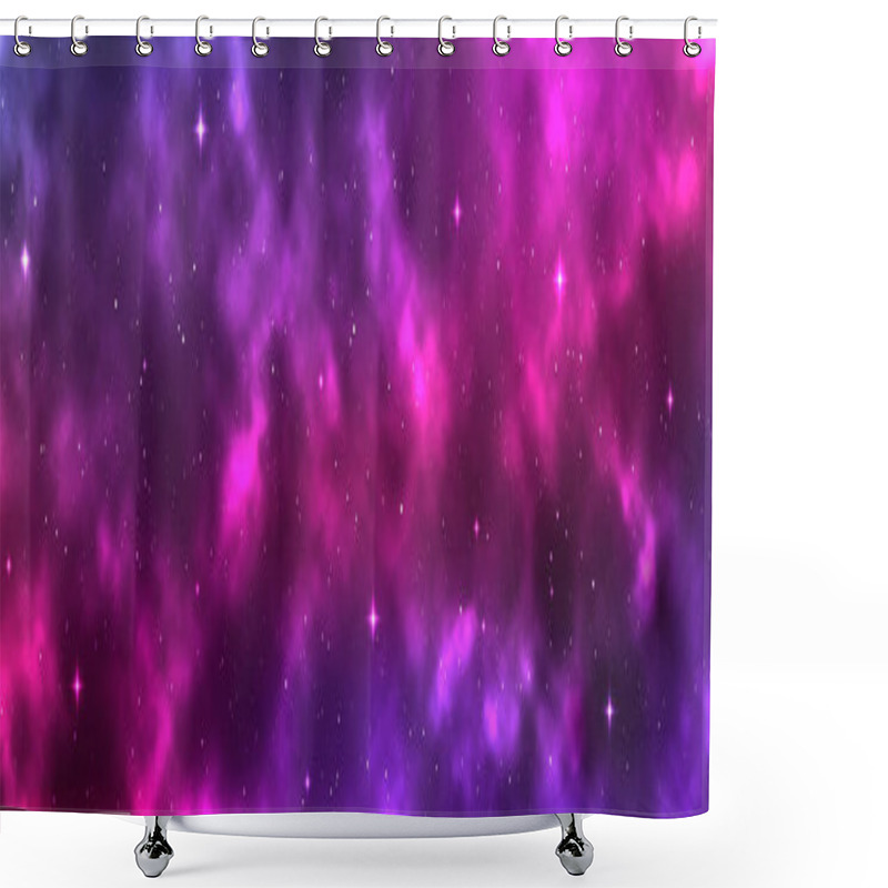 Personality  Space Background Wide. Cosmic Backdrop With Stars And Nebula. Realistic Cosmos With Stardust. Magic Colorful Galaxy. Long Milky Way. Vector Illustration. Shower Curtains