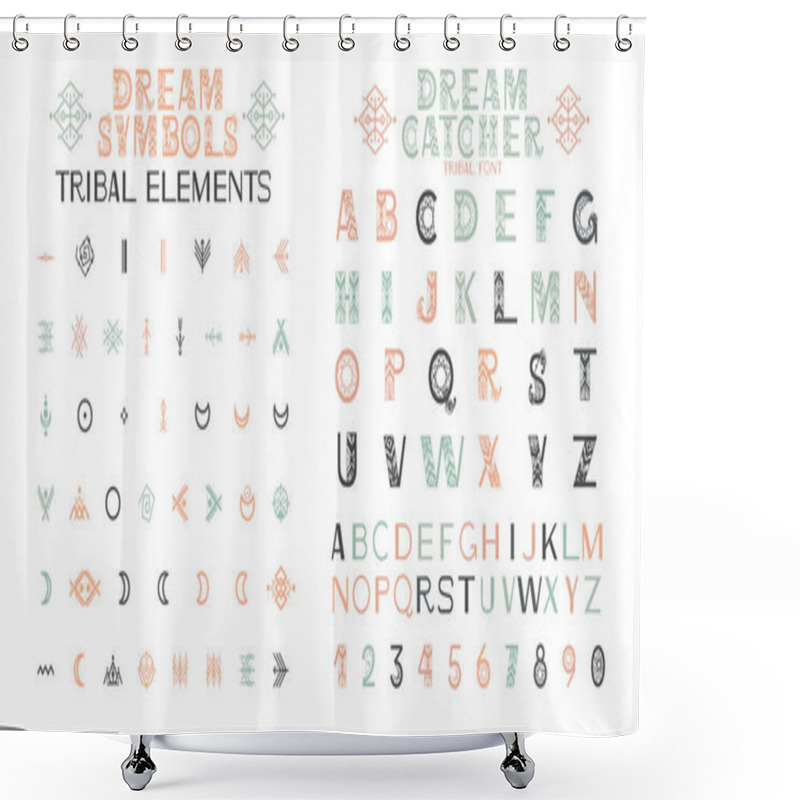 Personality  Tribal Alphabet And Ornaments. Shower Curtains