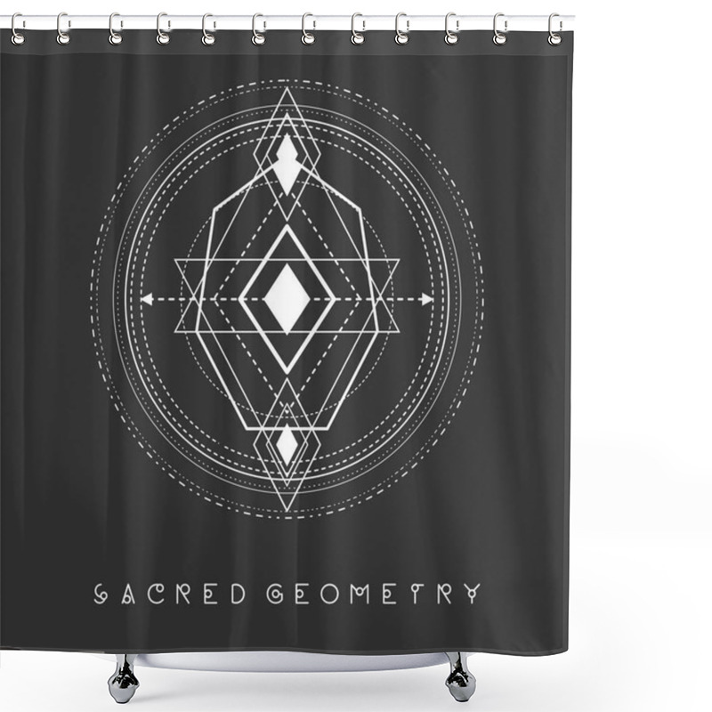 Personality  Esoteric Sacred Geomety Vector On Black Background Shower Curtains