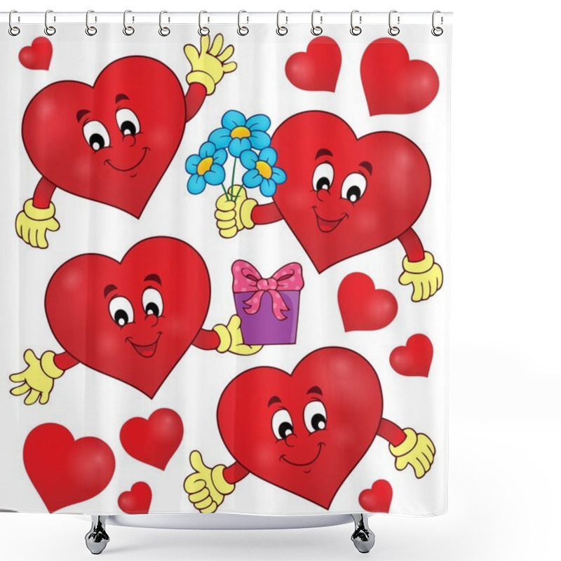 Personality  Stylized Hearts Theme Set 1 Shower Curtains