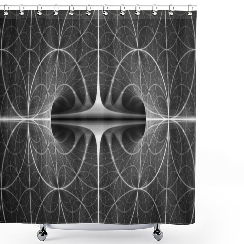 Personality  4 Dimensional Object In Space Black And White Effect, Computer Generated Abstract Intenisty Map Shower Curtains