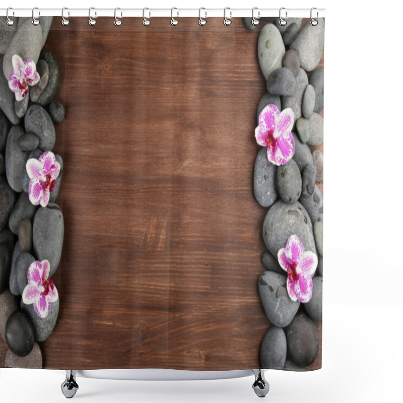 Personality  Spa Stones And Orchid Shower Curtains