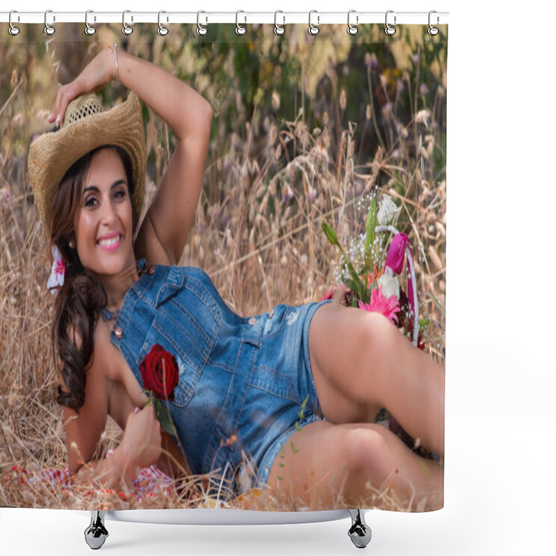 Personality  Beautiful Girl In Nature Shower Curtains