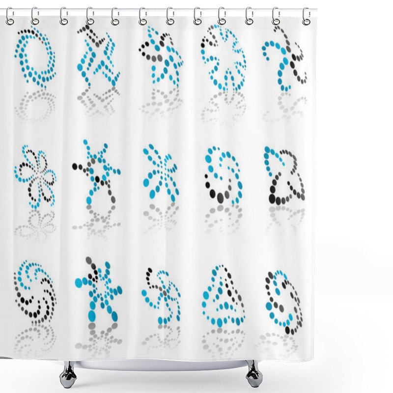 Personality  Abstract Dotted Icons And Symbols Shower Curtains