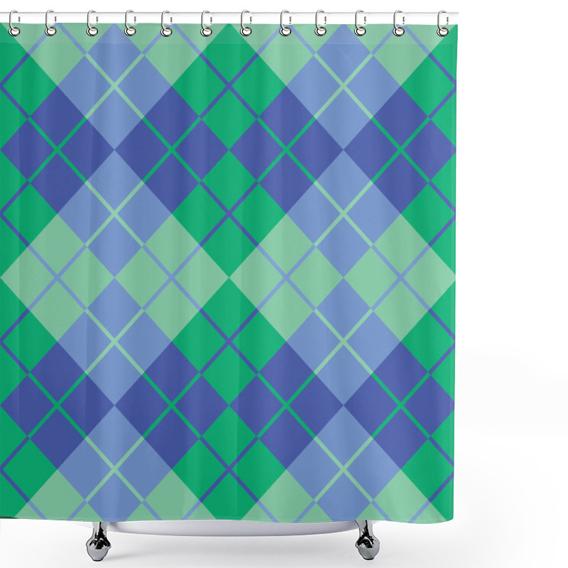 Personality  Argyle Pattern In Blue And Green. Shower Curtains