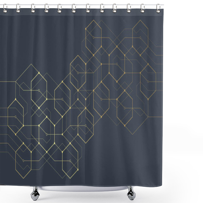 Personality  Abstract Geometric Lines. Connection And Social Network. Concept With Lines And Dots. Minimalistic Design. Shower Curtains