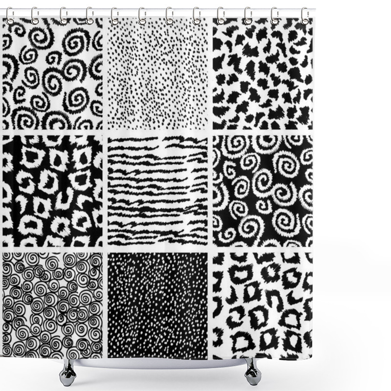 Personality  Set Of Seamless Doodle Patterns. Shower Curtains