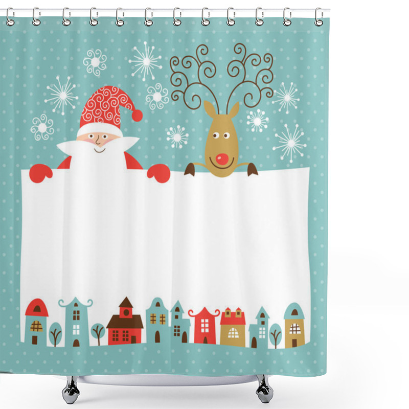 Personality  Greeting Christmas And New Year Card Shower Curtains