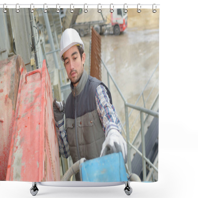 Personality  Cement Worker On Site Shower Curtains