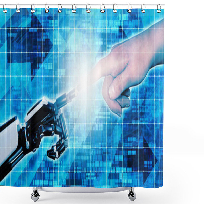 Personality  Merging Man And Technology Together Engineering Concept Shower Curtains