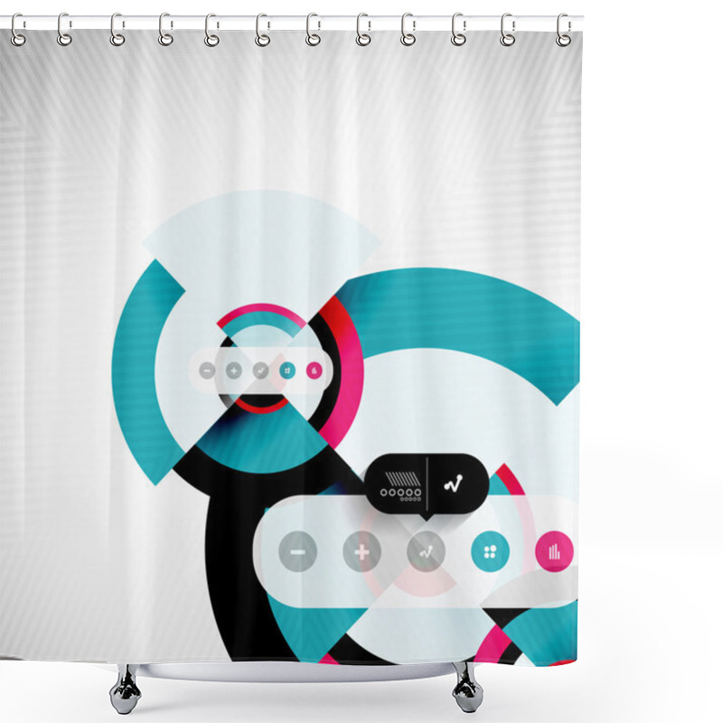 Personality  Circle Geometric Shapes Flat Interface Design Shower Curtains