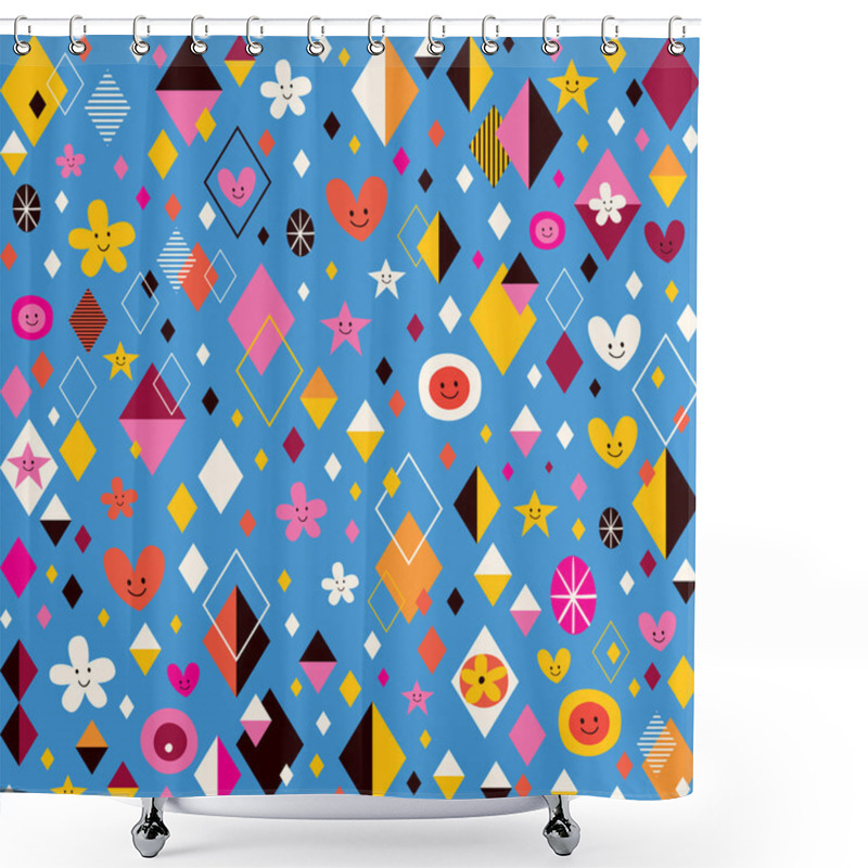 Personality  Hearts, Stars, Flowers And Diamond Pattern Shower Curtains