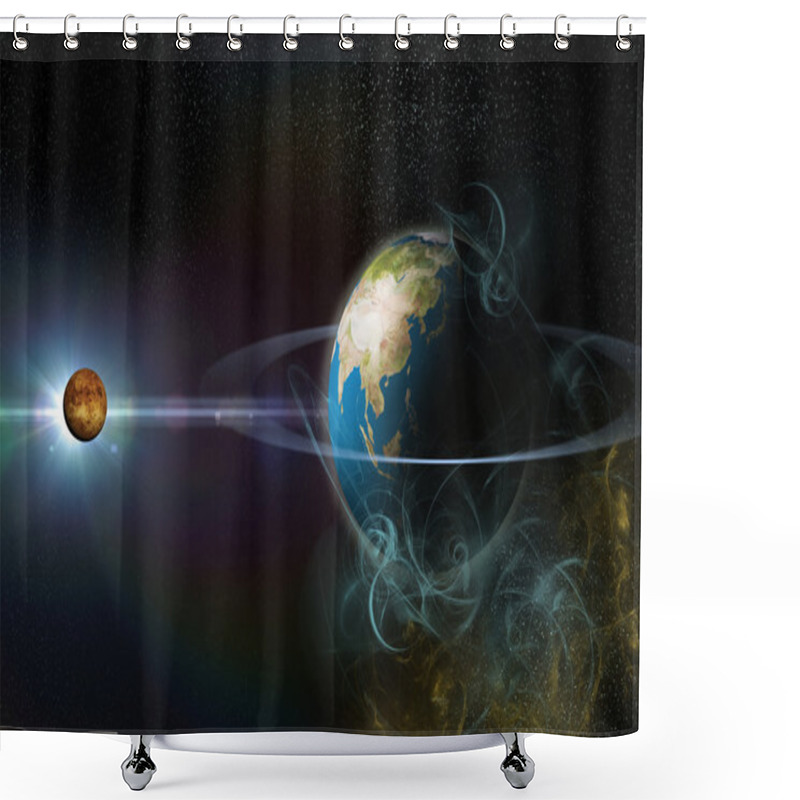 Personality  Planet With Rings Shower Curtains