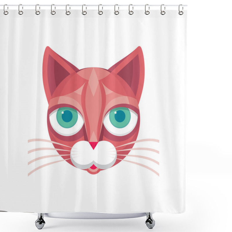 Personality  Cat Head - Vector Sign Illustration. Cat Logo. Cat Animal Symbol. Cat Head Vector Concept Illustration. Feline Illustration. Design Element. Shower Curtains