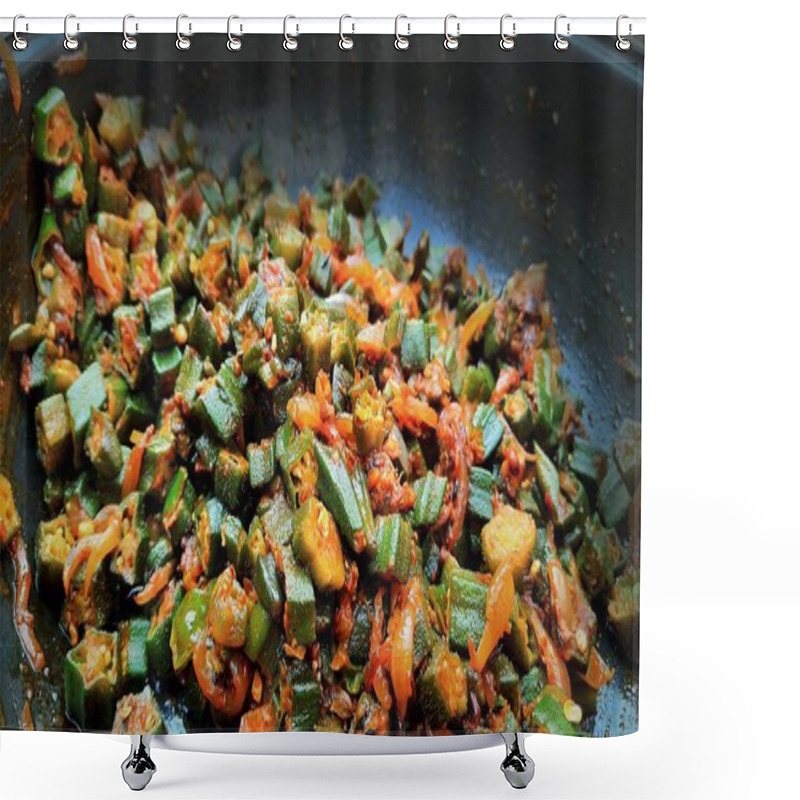 Personality  Prepared Or Ready To Serve Indian Spicy Okra Vegetable Shower Curtains