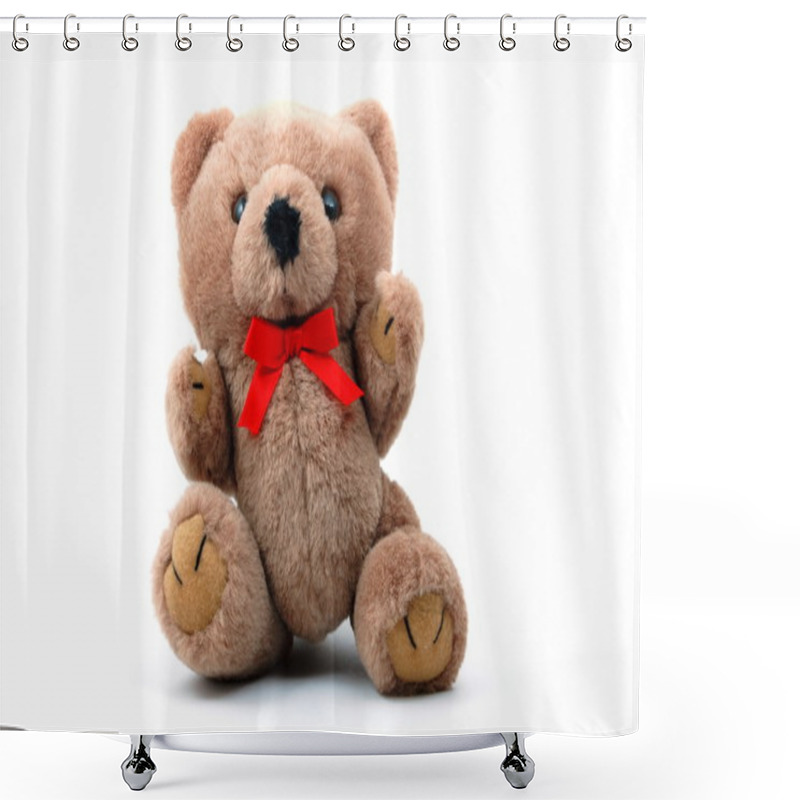 Personality  Teddy Bear Isolated On White Background Shower Curtains