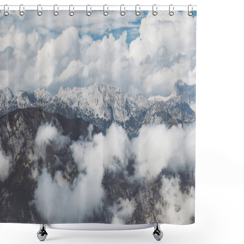 Personality  Mountain Range Covered With Clouds, Julian Alps, Slovenia Shower Curtains