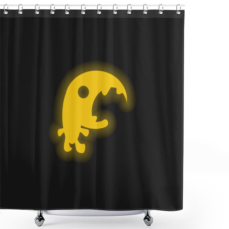 Personality  Big Mouth Monster Yellow Glowing Neon Icon Shower Curtains