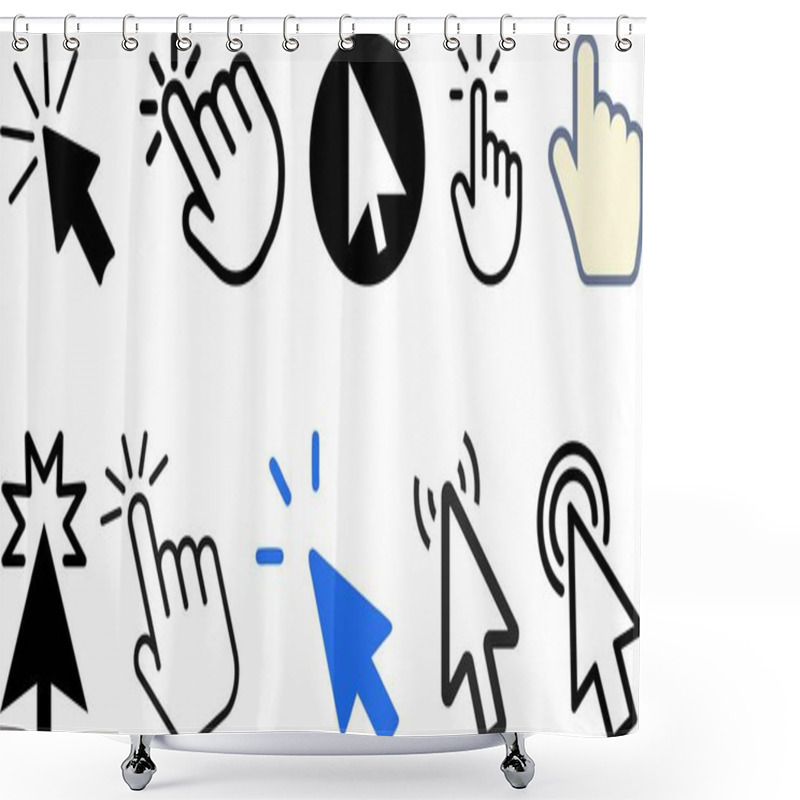 Personality  Computer Mouse Click Cursor Arrow Icons Set Collection Vector Design Shower Curtains