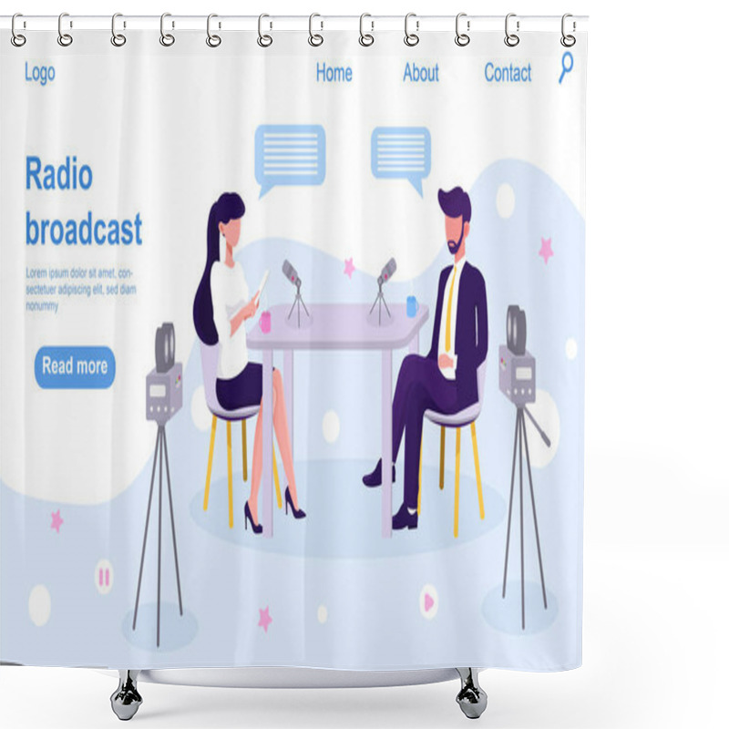 Personality  Radio Broadcasting Or Podcast Recording Concept Shower Curtains