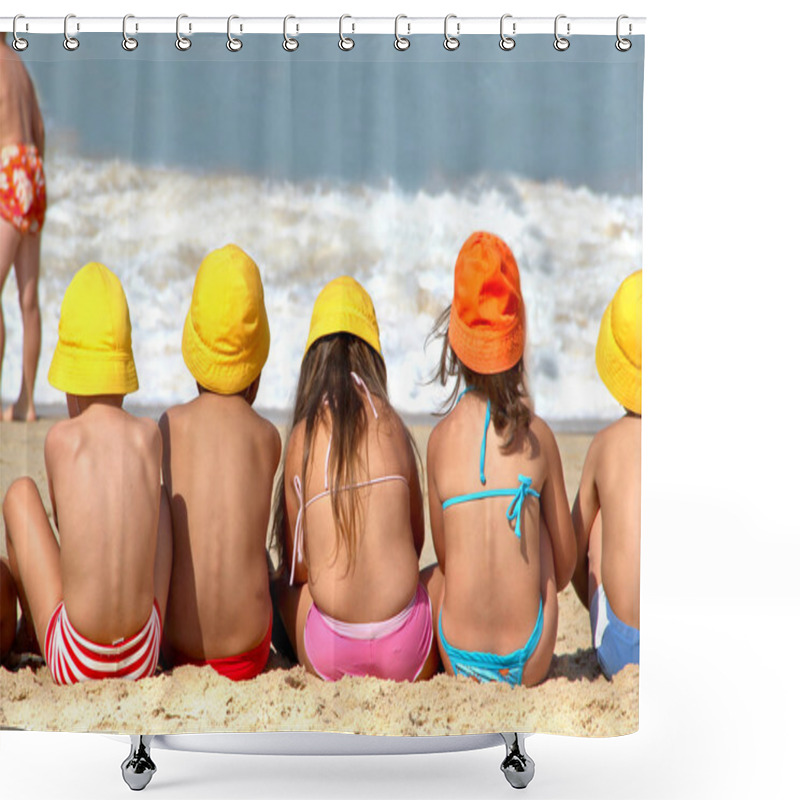 Personality  Cute Children On The Beach Shower Curtains