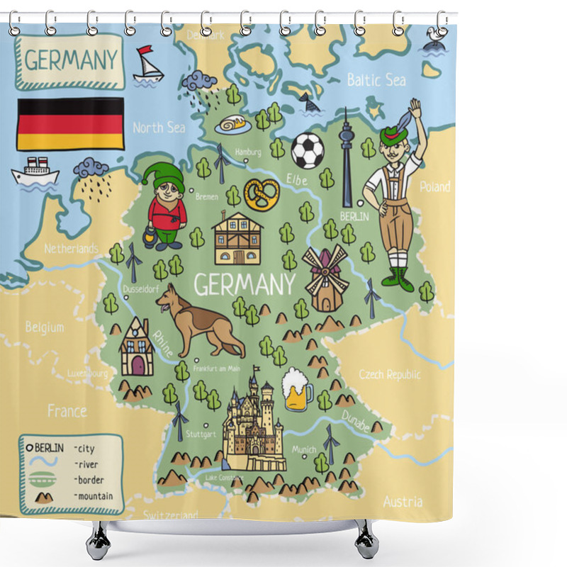 Personality  Cartoon Map Of Germany Shower Curtains