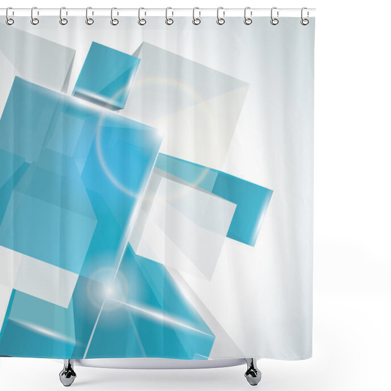 Personality  3D Glass Rectangles Abstract Background Shower Curtains