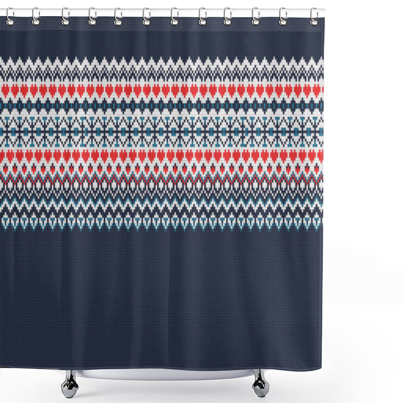 Personality  Blue And White Horizontal Banner For Christmas Or Winter Design. Shower Curtains