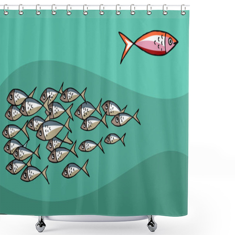 Personality  Fish Swimming Against The Tide Shower Curtains