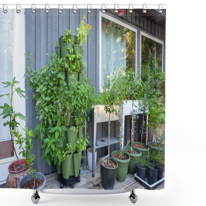 Personality  Growing In Vertical Towers Is Perfect For Small Spaces. They Make The Most Out Of Any Spot, And Enable You To Grow Anything! This Tower Is Filled With Herbs And Is Close To The Kitchen For Easy Access Shower Curtains