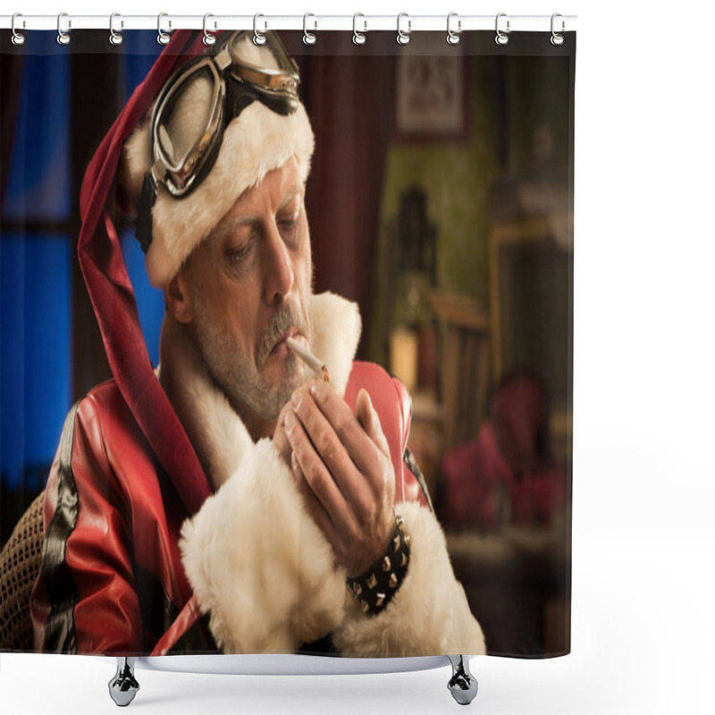 Personality  Bad Santa Smoking Joint Shower Curtains