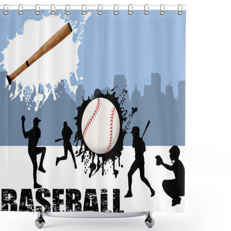 Personality  Street Baseball Players Silhouette, Vector Illustration Shower Curtains