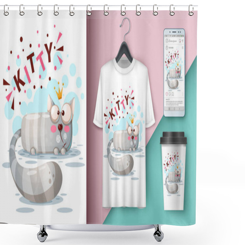 Personality  Crazy Princess Cat - Mockup For Your Idea Shower Curtains