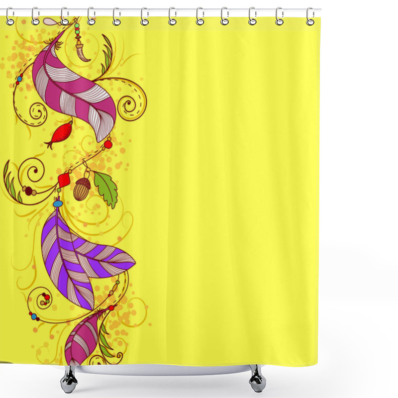 Personality  Greeting Card Wit Feathers And Beads Shower Curtains