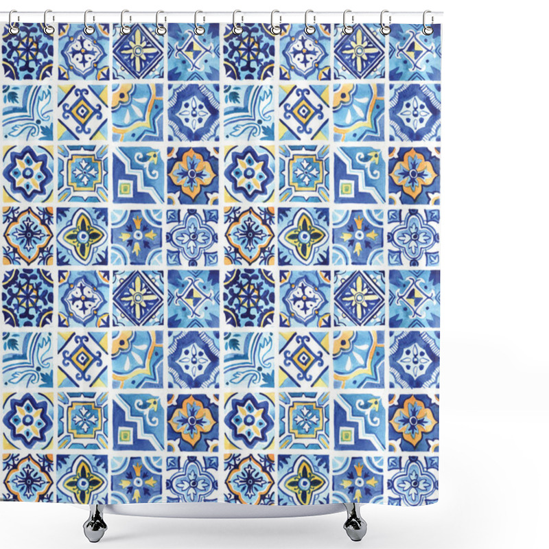 Personality  Mediterranean Ceramics Pattern Shower Curtains