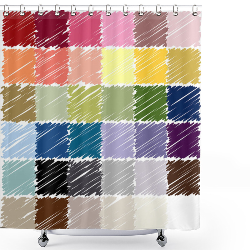 Personality  Scribble Squares Shower Curtains