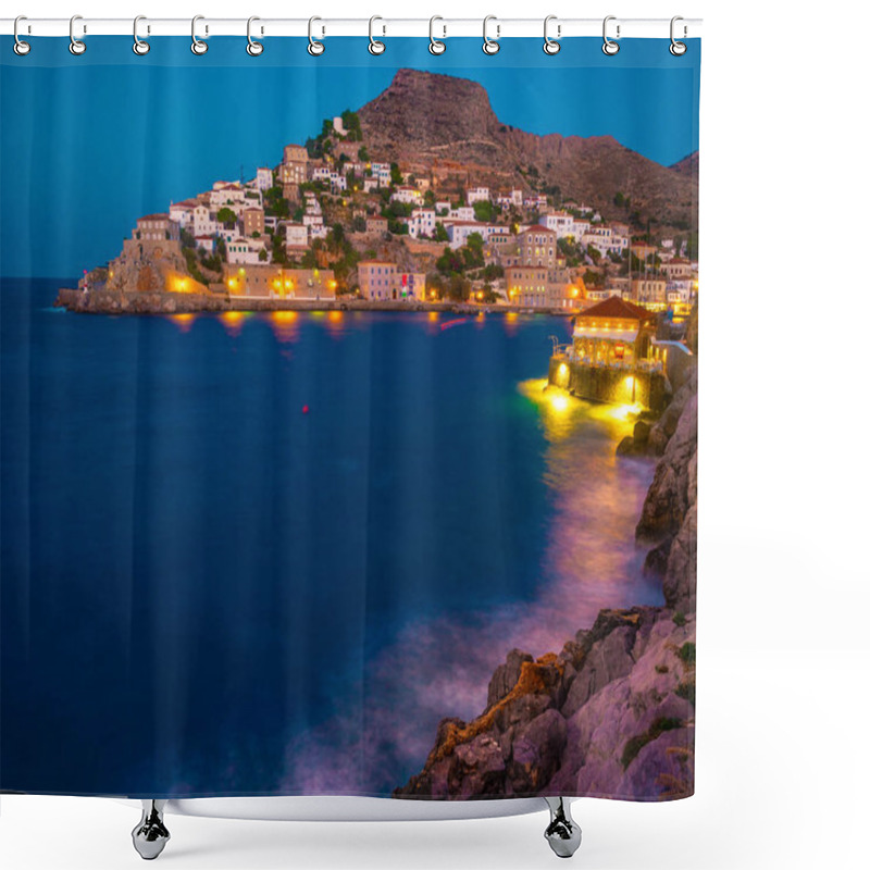 Personality  Hydra Island On A Summer Night In Greece. Shower Curtains