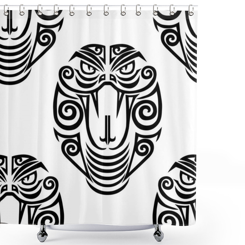 Personality  Seamless pattern with cobra head. Vector shower curtains