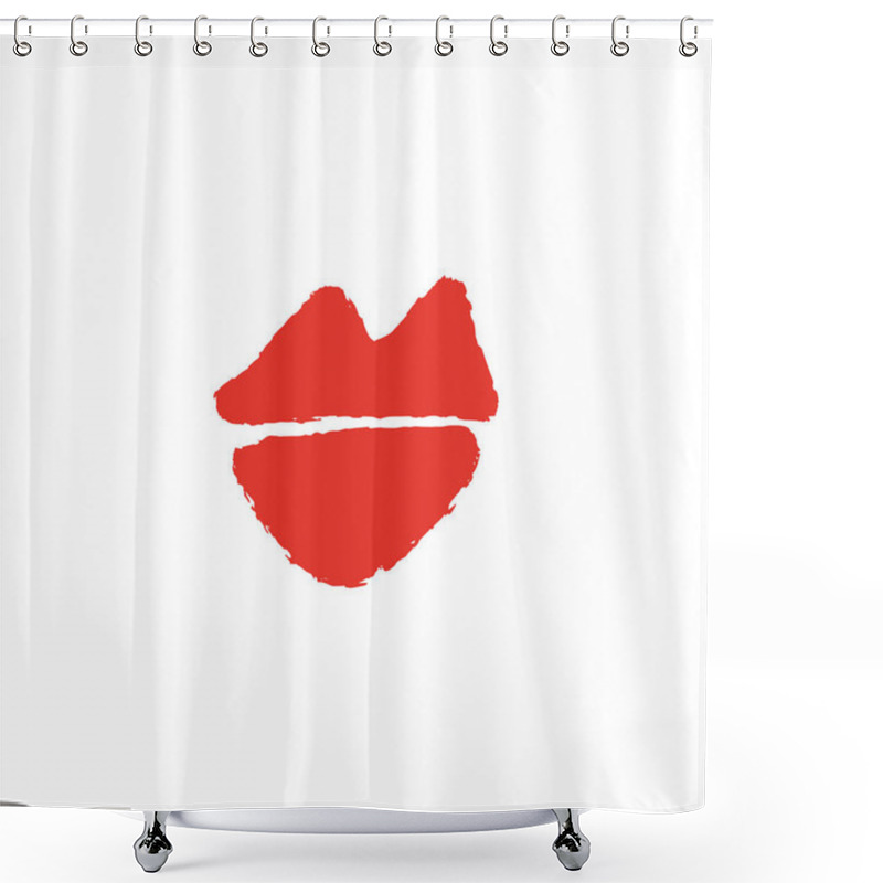 Personality  Vector Hand Drawn Red Lips Symbol, Logo Element Template. Simple Minimal Lines Style Shower Curtains