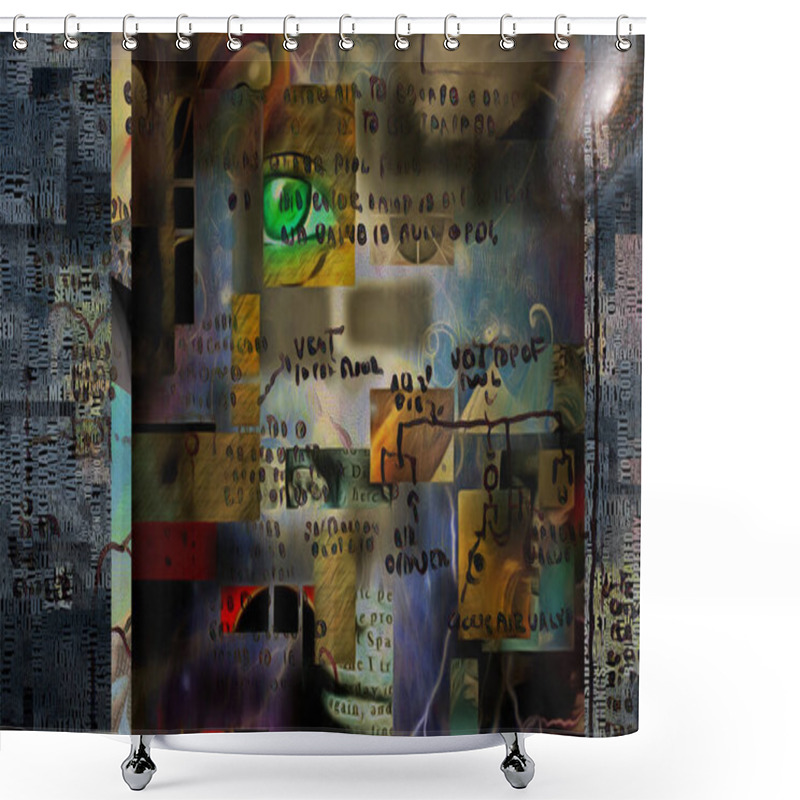 Personality  Surreal Abstract. 3D Rendering Shower Curtains