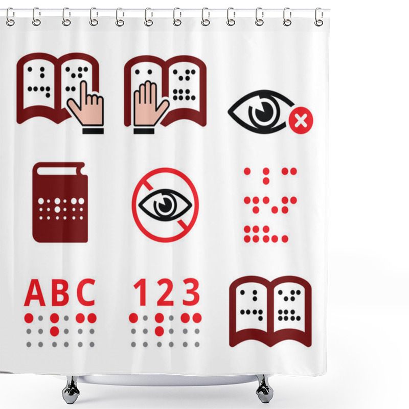 Personality  Blind People, Braille Writing System Icon Set  Shower Curtains