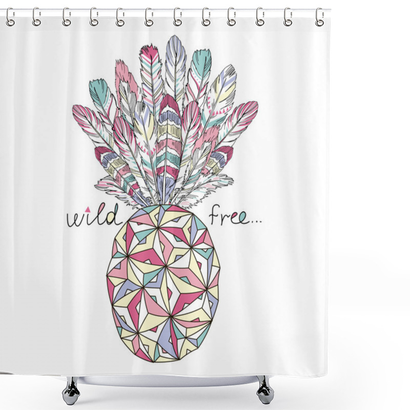 Personality  Aztec Pineapple On White Shower Curtains