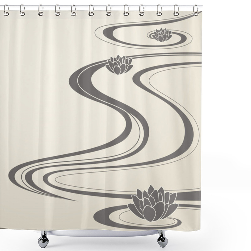 Personality  Elegant Background With Oriental Waves Shower Curtains