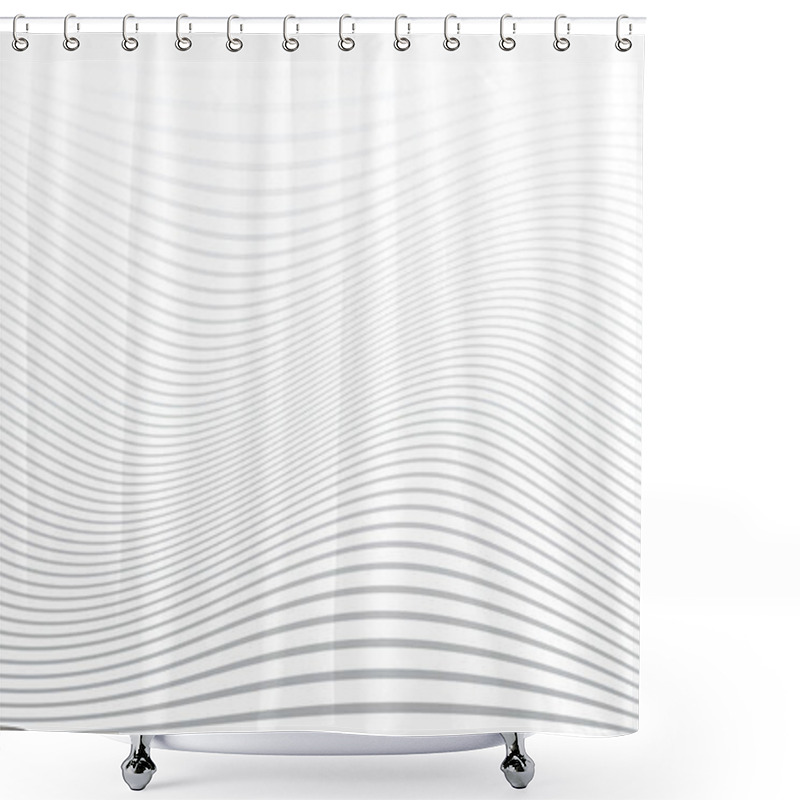 Personality  White Wavy Lines Background. Abstract Striped Texture. Vector Art. Shower Curtains