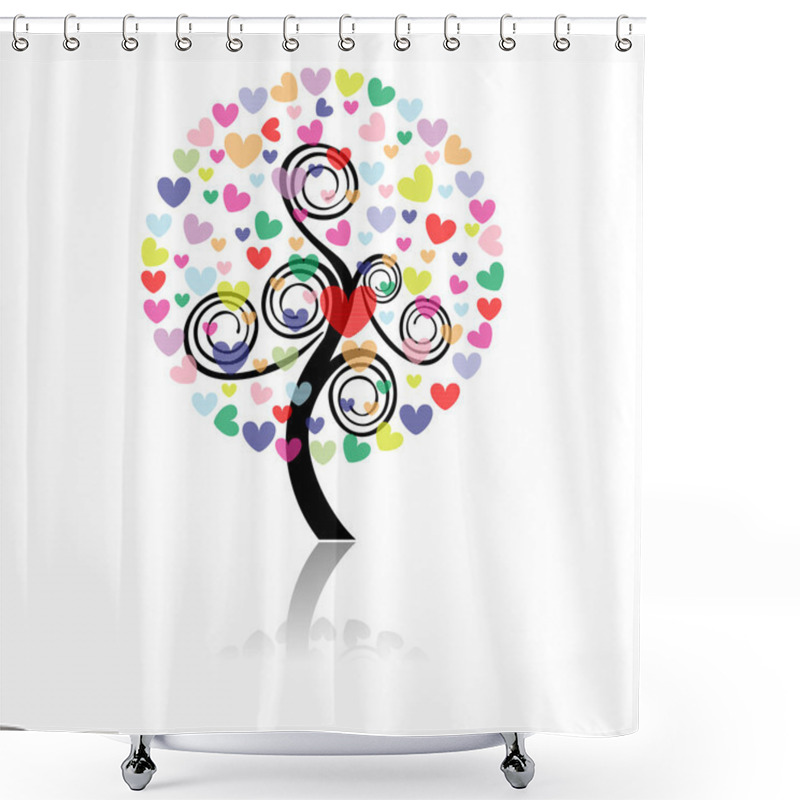 Personality  Vector Illustration Of A Love Tree On Isolated White Background. Shower Curtains