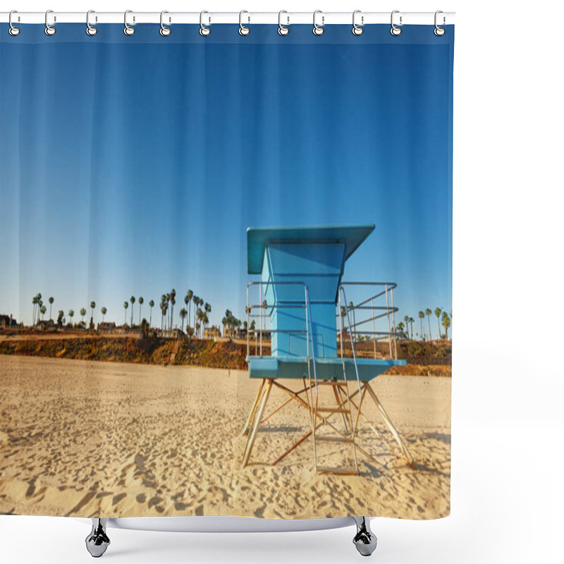 Personality  Closed Blue Lifeguard Tower Shower Curtains