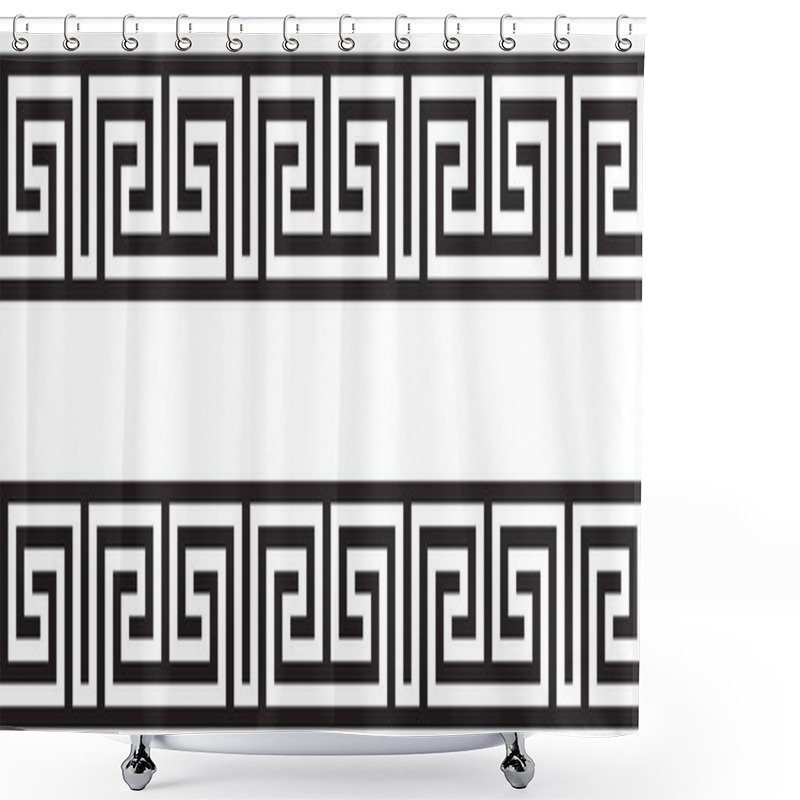 Personality  Seamless Vectorial Greek Ornament Black And White Shower Curtains